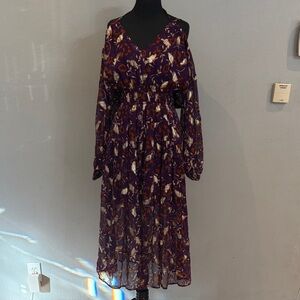 Karina Grimaldi Cold Shoulder Purple Floral Dress NWT